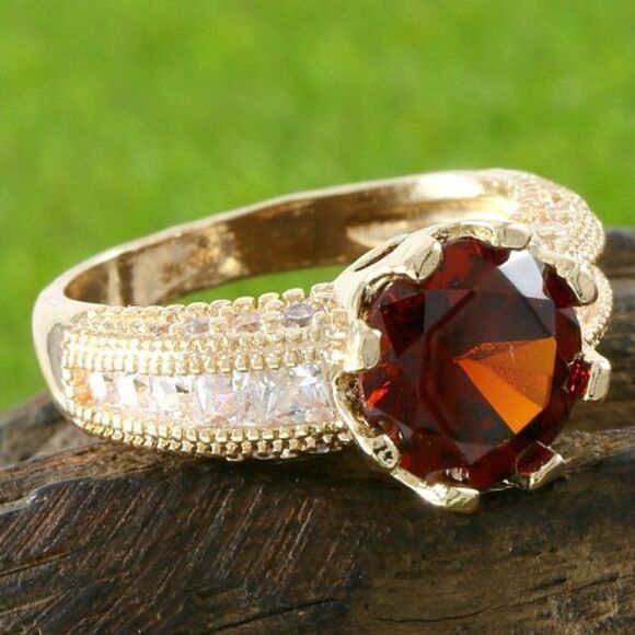 ELITE. New, JEWELRY, 18ctw GENUINE GARNET & WHITE SAPPHIRE RING, WOMEN'S SIZE 7 - Picture 1 of 5